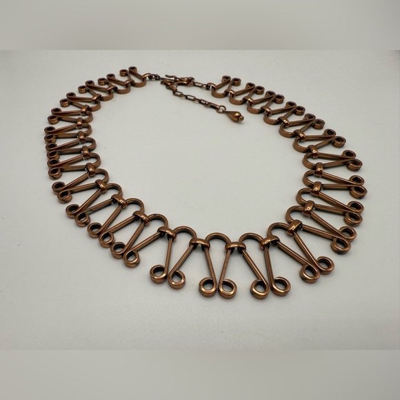VINTAGE COPPER MID CENTURY MODERN SCULPTURE LINK ARTISAN NECKLACE - Picture 1 of 5